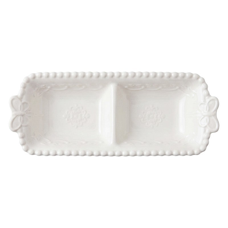 Clayre & Eef Schale „Schiffchen Weiß“ Schmetterling aus Keramik in Weiß, 17x7x3 cm (6CE2482)