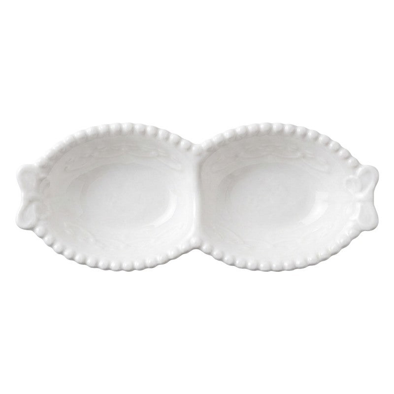 Clayre & Eef Schale „Tapas-Boot“ aus Keramik in Weiß, 17x7x3 cm / 75 ml (6CE2484)