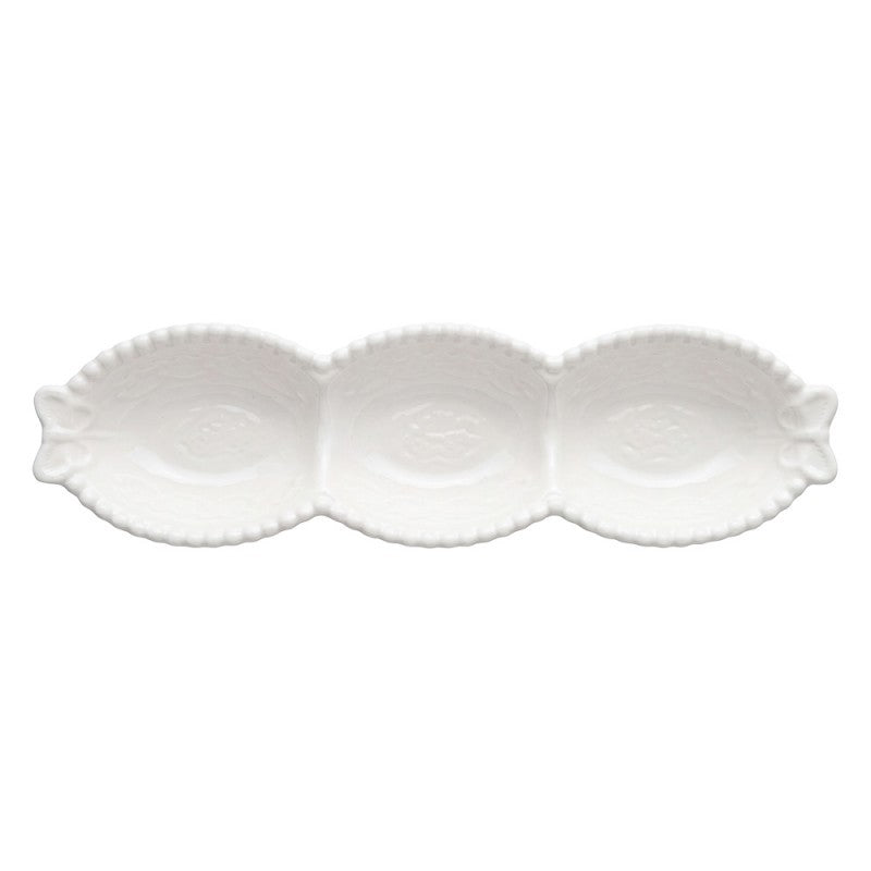 Clayre & Eef Schale „Tapas-Schiffchen XL“ Schmetterling aus Keramik in Weiß, 25x7x3 cm (6CE2485)