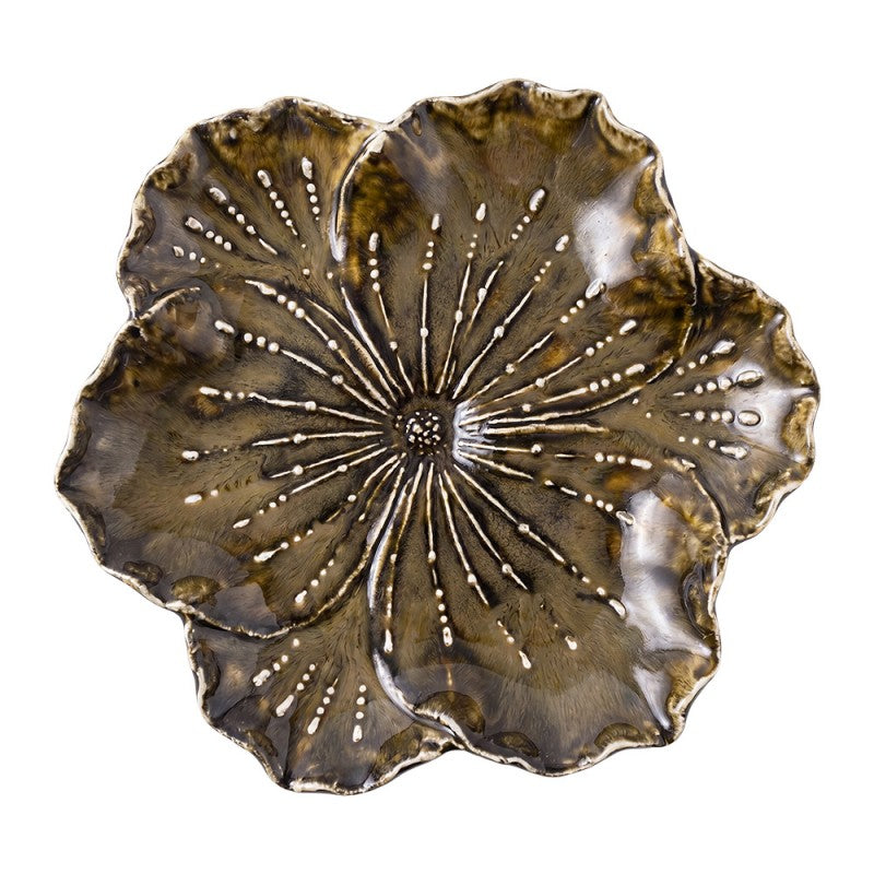 Clayre & Eef Schale „Blüte“ aus Keramik Blatt, Ø 17x4 cm (6CE2500)