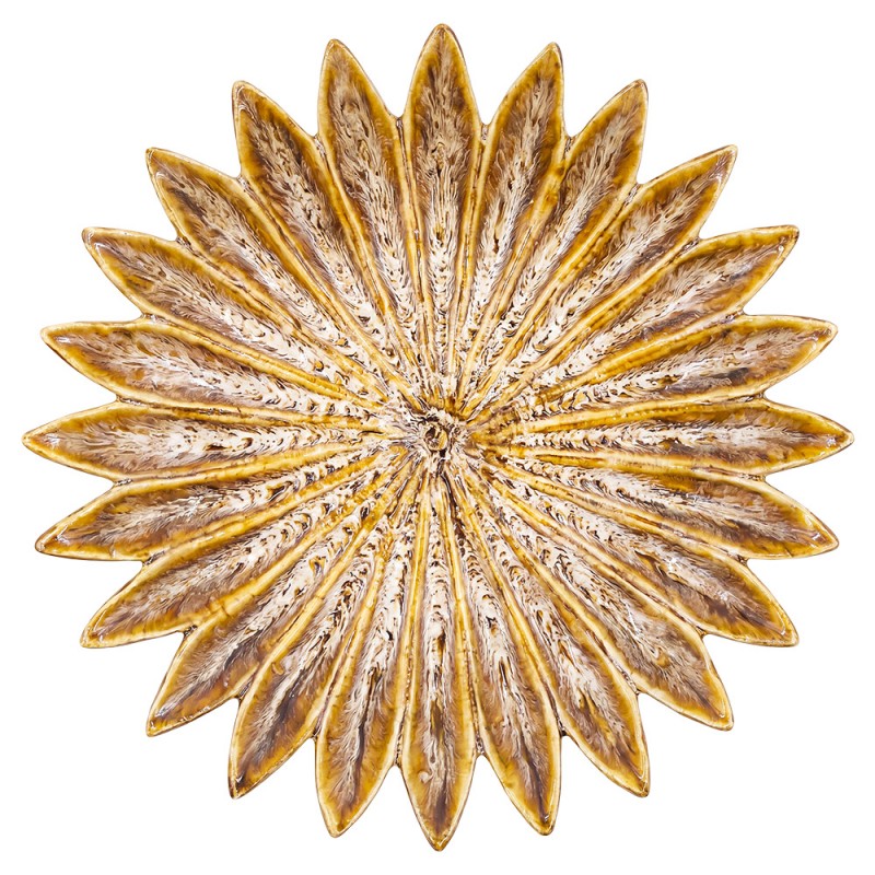 Clayre & Eef Schale „Große Blüte“ aus Keramik in Braun-Terracotta, Ø 20x4 cm (6CE2504)