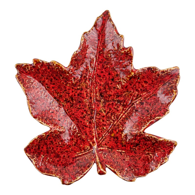 Clayre & Eef Schale „Großes Blatt“ aus Keramik in rot, 20x19x4 cm (6CE2505)