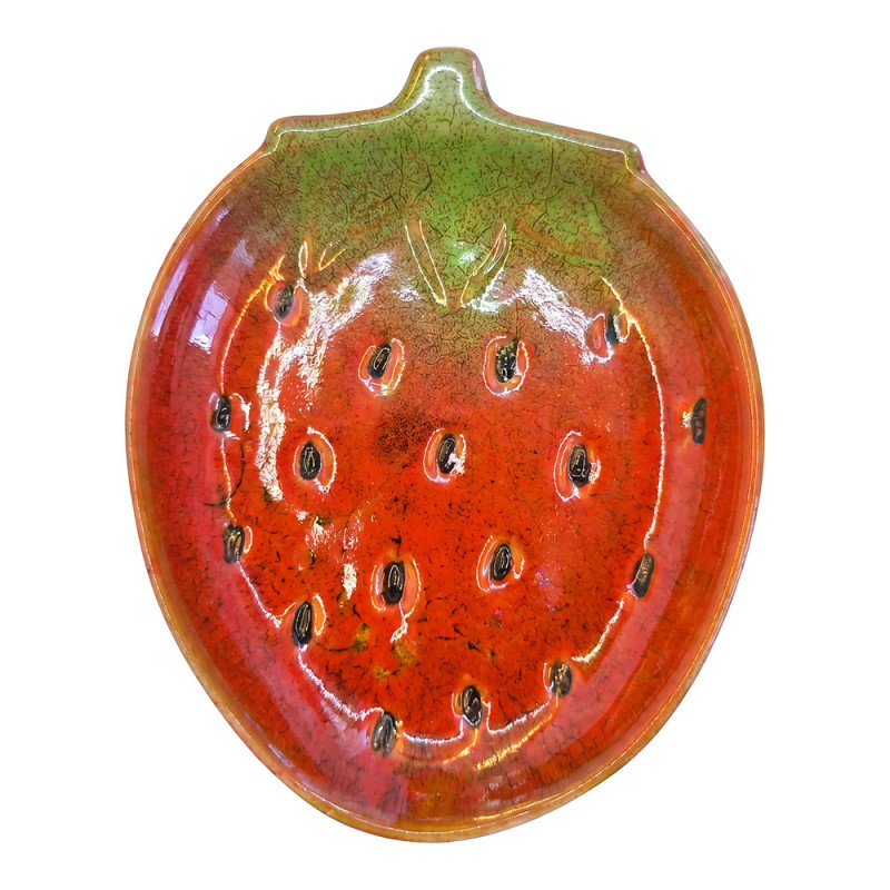 Clayre & Eef Schale „Sommer-Erdbeere“ aus Keramik in Rot-Grün, 14x12x2 cm (6CE2517)