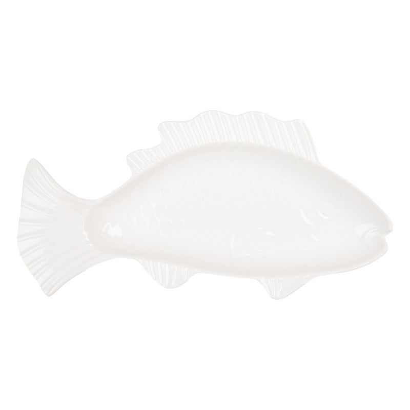 Clayre & Eef Servierschale „Fisch“ aus Keramik in Weiß, 30x15x3 cm / 150 ml (6CEBO0196)