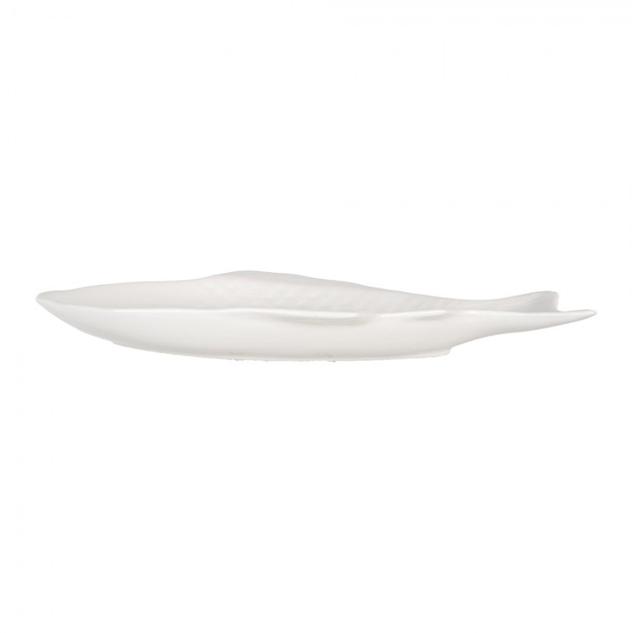Clayre & Eef Servierplatte „Fisch Grand“ aus Keramik in Weiß, 36x18x4 cm / 375 ml (6CEBO0199S)