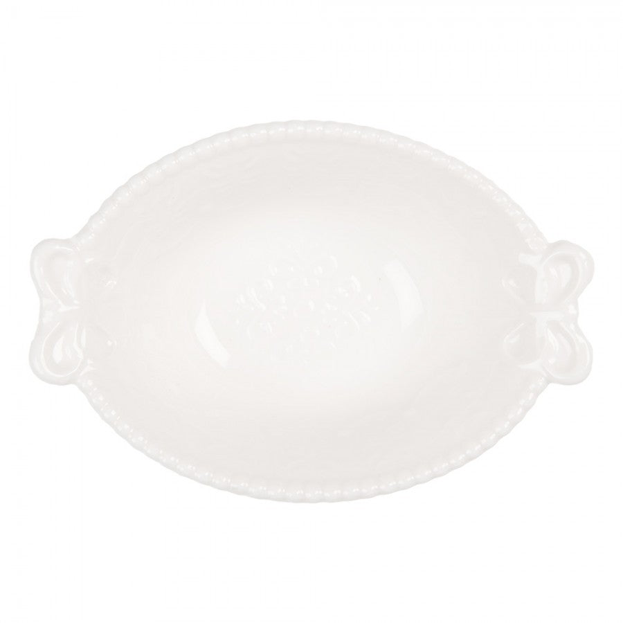 Clayre & Eef Schale „Schmetterlinge“ aus Keramik in Weiß, 12x8x4 cm / 75 ml (6CEBO0200M)