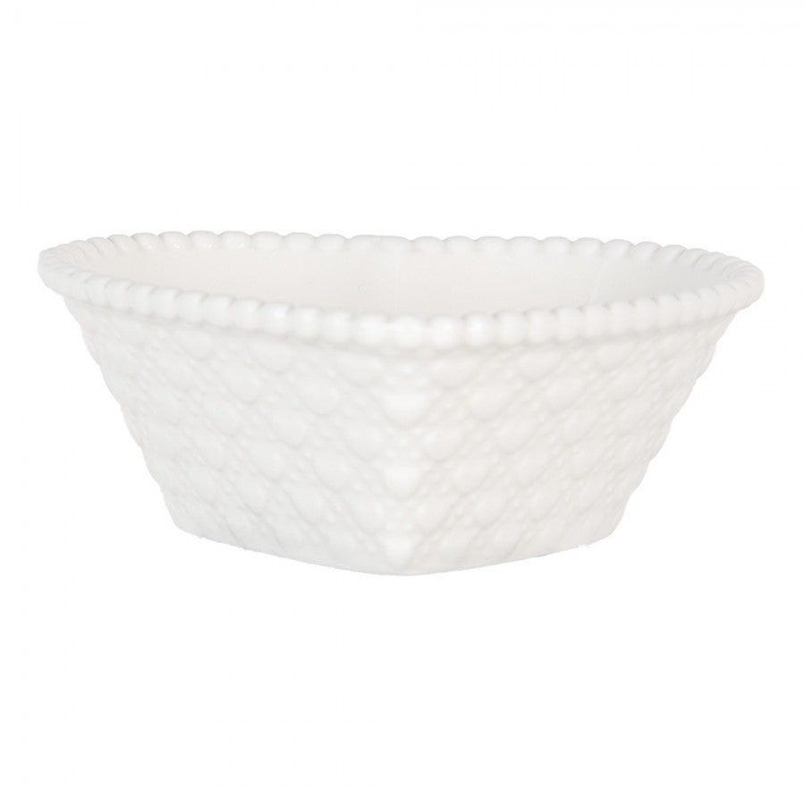 Clayre & Eef Schale „Herzform“ aus Keramik in Weiß, 10x9x4 cm / 75 ml (6CEBO0203M)