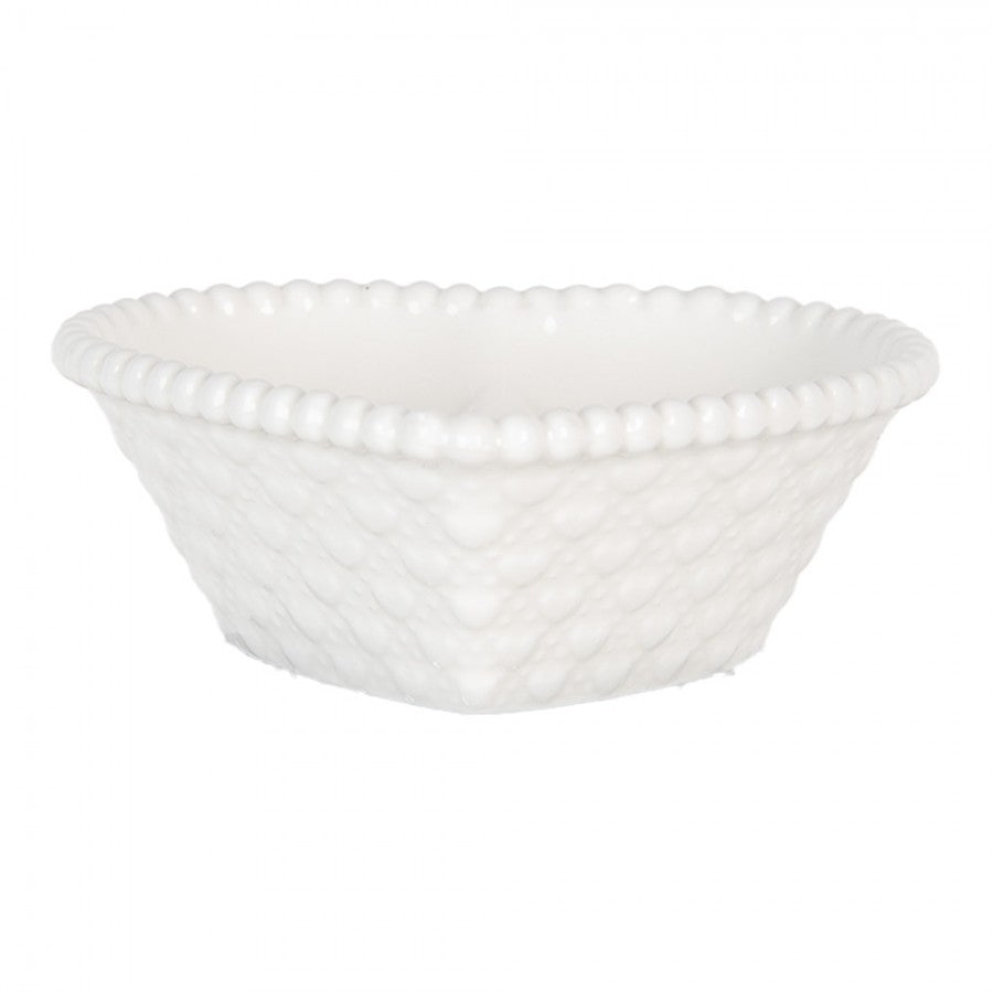 Clayre & Eef Dipschale „Herzform“ aus Keramik in Weiß, 8x8x3 cm / 25 ml (6CEBO0203S)