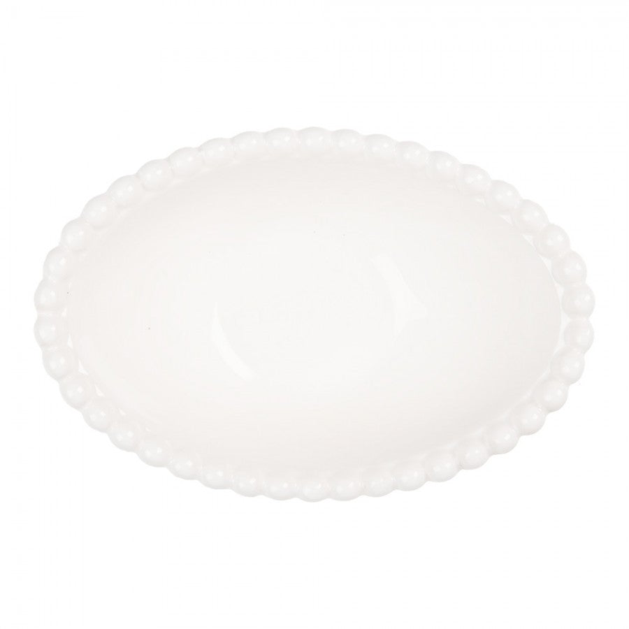 Clayre & Eef Schale „Klassisch Oval“ aus Keramik in Weiß, 12x8x4 cm / 75 ml (6CEBO0204)