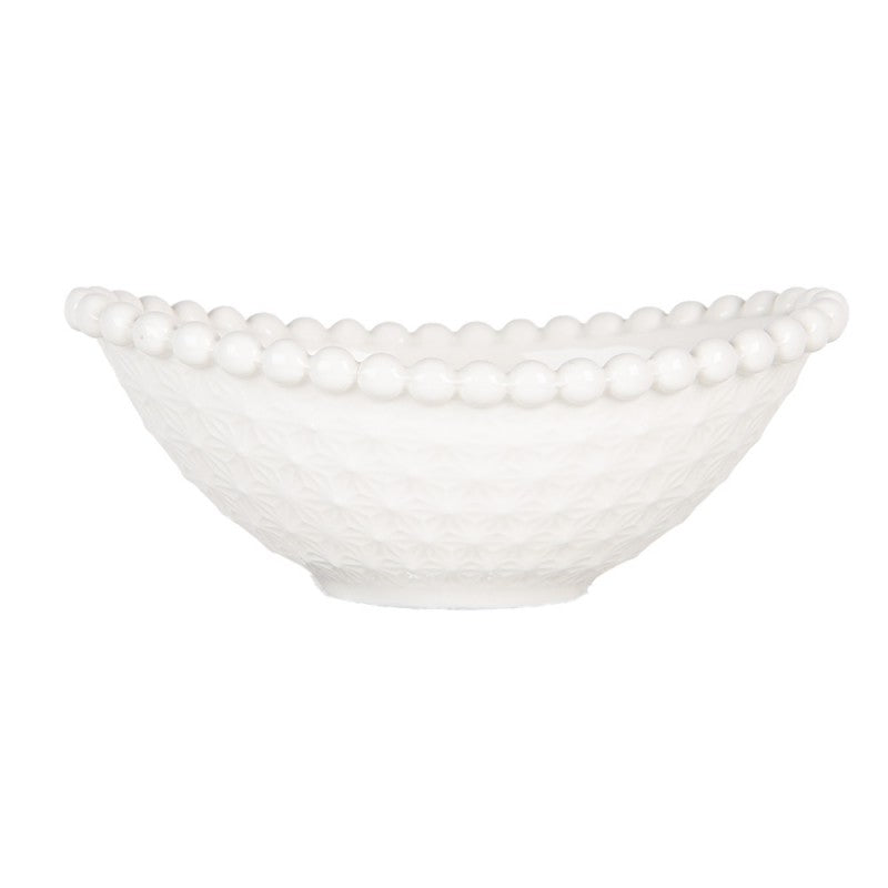 Clayre & Eef Schale „Klassisch Oval“ aus Keramik in Weiß, 12x8x4 cm / 75 ml (6CEBO0204)