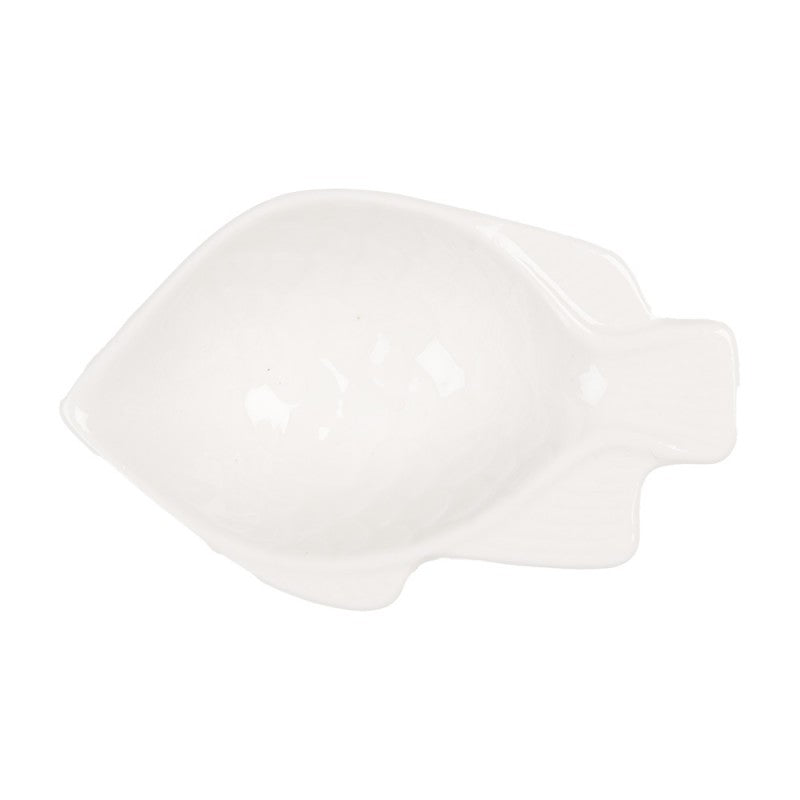 Clayre & Eef Dipschale „Fisch“ aus Keramik in Weiß, 9x6x3 cm / 25 ml (6CEBO0205S)