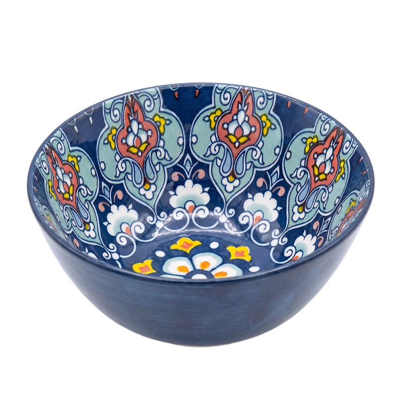 Clayre & Eef Schale „Nordic Blue“ aus Keramik in Blau, Ø 13x6 cm / 350 ml (6CEBO0218)