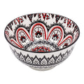 Clayre & Eef Schale „Cottage Line“ aus Keramik in Schwarz, Weiß, rot, Ø 12x6 cm / 300 ml (6CEBO0222)