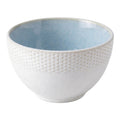 Clayre & Eef Schale „Cottage Pure“ aus Keramik in Weiß Innen Hellblau, Ø 11x6 cm / 250 ml (6CEBO0229)