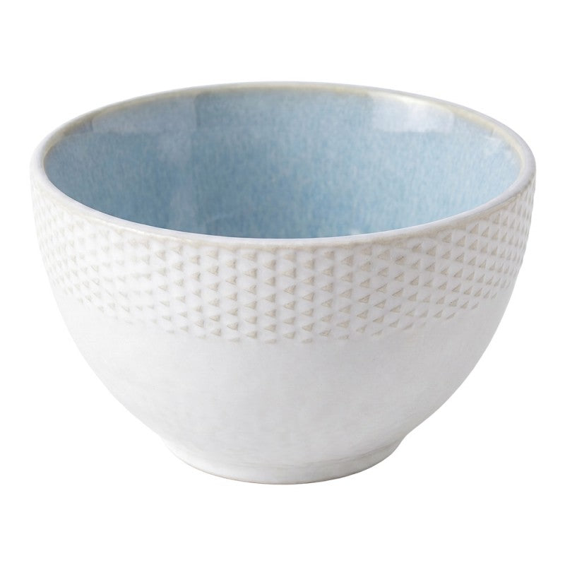 Clayre & Eef Schale „Cottage Pure“ aus Keramik in Weiß Innen Hellblau, Ø 11x6 cm / 250 ml (6CEBO0229)