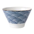 Clayre & Eef Schale „Cottage Tief“ aus Keramik in Weiß, blaue Wellen , Ø 13x8 cm / 350 ml (6CEBO0255)