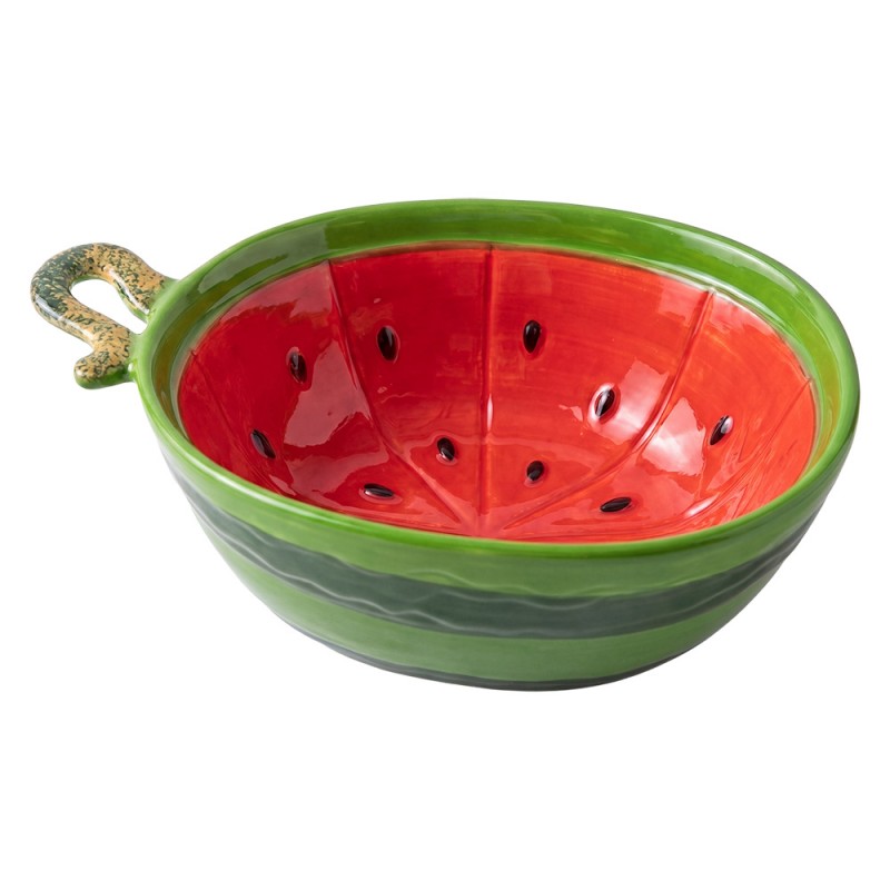 Clayre & Eef Schale „Melone “ aus Keramik in Grün-Rot, 16x11x6 cm (6CEBO0263)