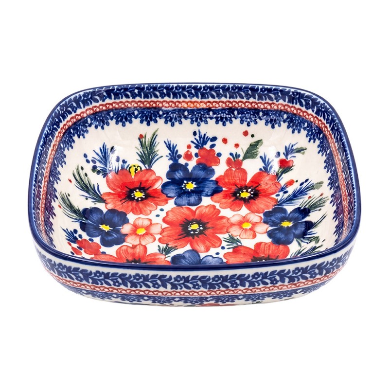 Clayre & Eef Schale „Quadrat Blau“ aus Keramik in bunt, 15x15x5 cm (6CEBO0270)