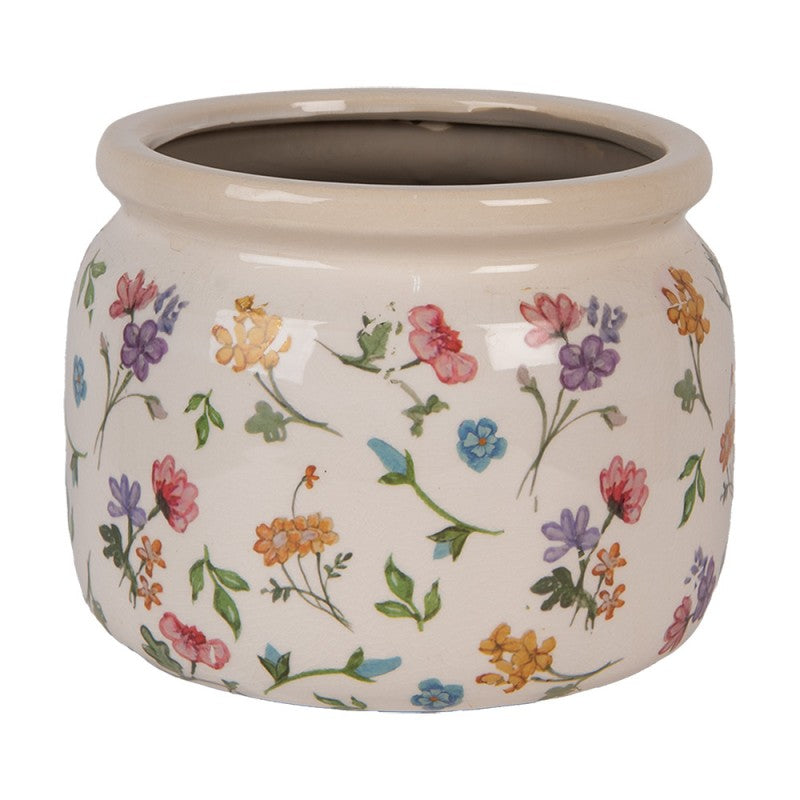 Clayre & Eef Blumentopf „Flora Romance“ aus Keramik mit Wildblumen, Ø 20 cm (6CECFL0001L)