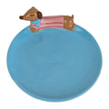 Keramikteller Dackel mit Pullover Türkisblau 15x14x5 cm Frühstücksteller von Clayre & Eef (6CEDP0133)