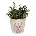 Clayre & Eef Blumentopf „Winter-Hirsch“ aus Keramik in Beige, Ø 15 cm (6CEGTW0001M)