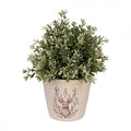 Clayre & Eef Blumentopf „Winter-Hirsch“ aus Keramik in Beige, Ø 12 cm (6CEGTW0001S)