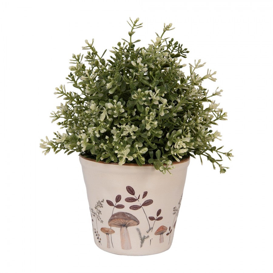 Clayre & Eef Blumentopf „Waldpilze“ aus Keramik in Beige-Braun, Ø 12 cm (6CELFJ0001S)