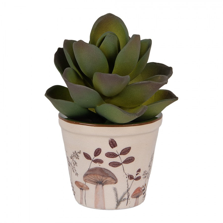 Clayre & Eef Blumentopf „Waldpilze“ aus Keramik in Beige-Braun, Ø 8 cm (6CELFJ0001XS)