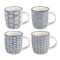 Kaffeebecher 4er-Set Keramik Nordisch Blau 13x8x9 cm 300 ml von Clayre & Eef (6CEMS0053)