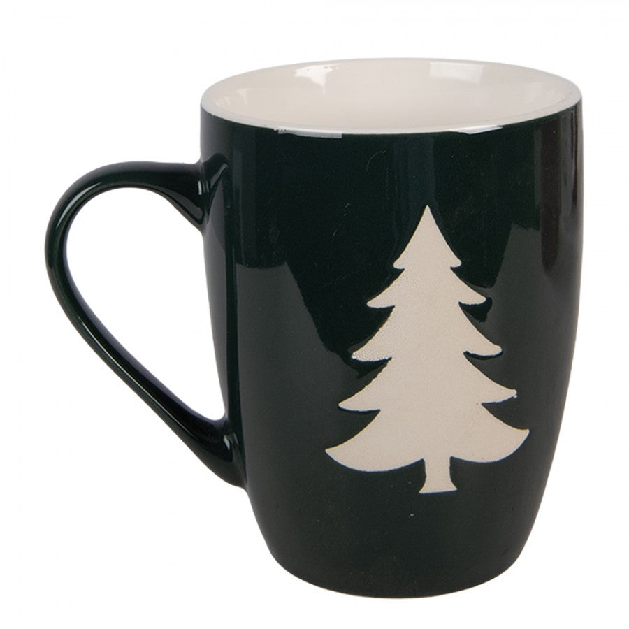 Weihnachtstassen 2er-Set Porzellan Nussknacker Tannenbaum Rot-Grün 12x8x11 cm 350 ml von Clayre & Eef (6CEMS0056)