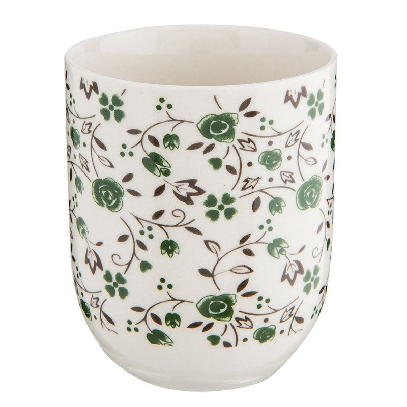 Teebecher Keramik floral grün Ranken  Ø 6x8 cm 100 ml von Clayre & Eef (6CEMU0001)