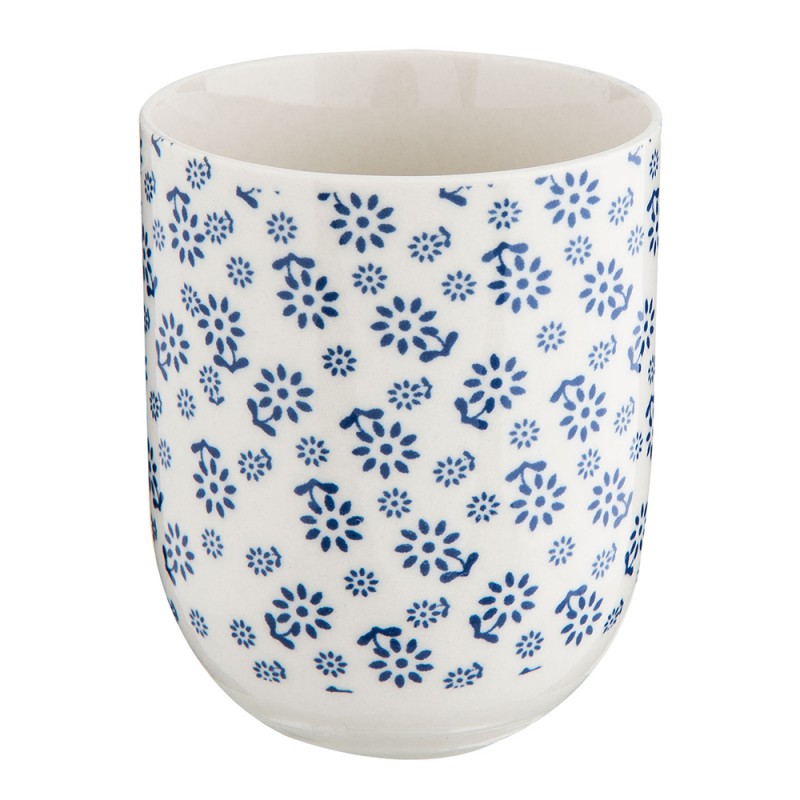 Teebecher Porzellan Beachlife Blaue Blumen Ø 6x8 cm 100 ml von Clayre & Eef (6CEMU0022)