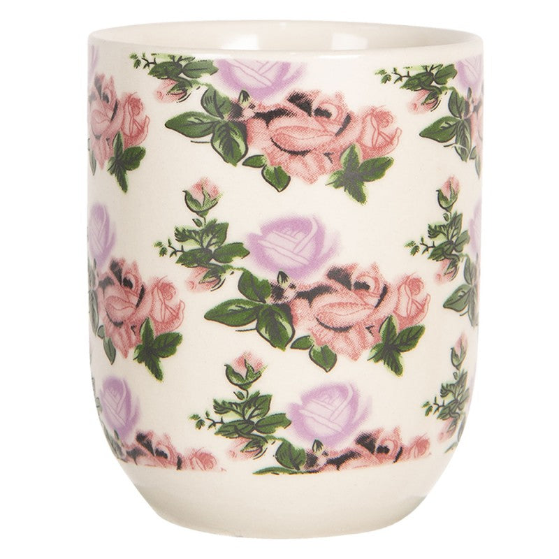 Teebecher Keramik Rose Nostalgie Ø 6x8 cm 100 ml von Clayre & Eef (6CEMU0070)