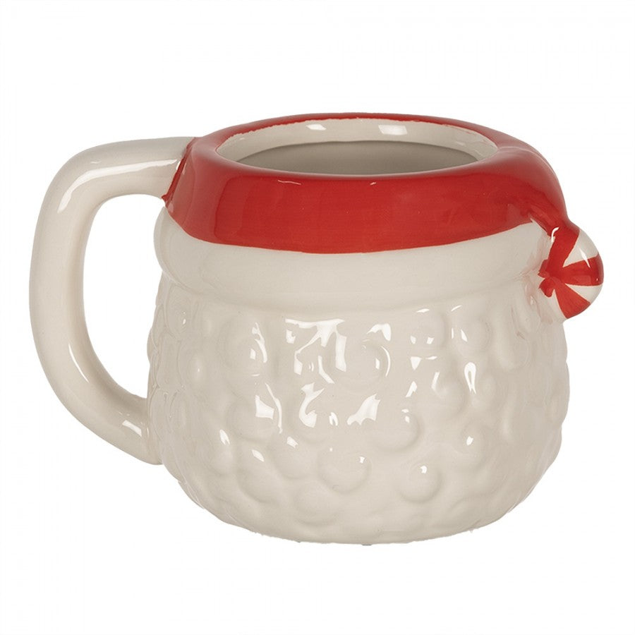 Jumbobecher XL Keramik Weihnachtsmann weiß-Rot 15x11x9 cm 450 ml von Clayre & Eef (6CEMU0133)