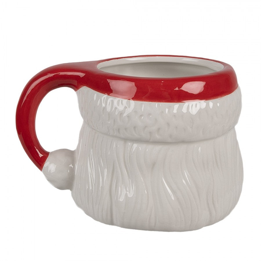 3D Weihnachtstasse Keramik plastisch Weihnachtsmann Santa Claus Rot-Weiß 14x11x9 cm 400 ml von Clayre & Eef (6CEMU0154)