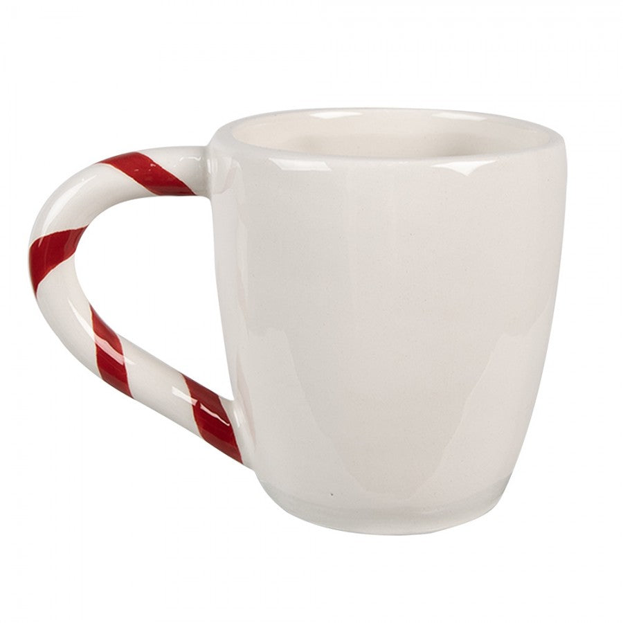 Weihnachtsbecher Keramik Pfefferkuchenmann & Pfefferkuchenfrau Weiß-Rot 14x9x10 cm 325 ml von Clayre & Eef (6CEMU0157)