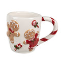 Weihnachtsbecher Keramik Pfefferkuchenmann & Pfefferkuchenfrau Weiß-Rot 14x9x10 cm 325 ml von Clayre & Eef (6CEMU0157)