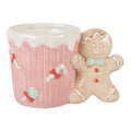 Weihnachtsbecher Keramik mit Candy-Zuckerguss & Henkel Lebkuchenmann Candy Zuckerguss Rosa 15x10x10 cm 350 ml von Clayre & Eef (6CEMU0199)