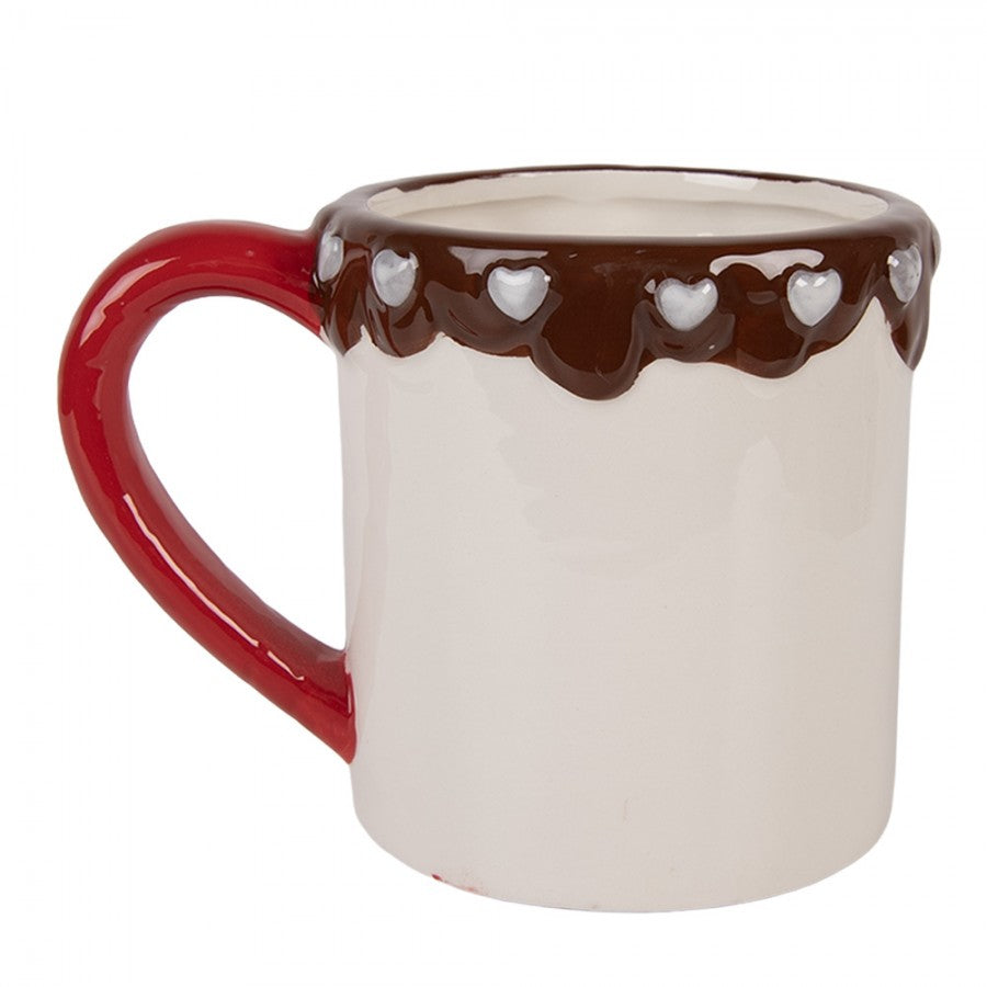 Weihnachtsbecher Keramik 3D Nikolaus Relief Rot 14x10x10 cm 375 ml von Clayre & Eef (6CEMU0206)