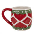 Weihnachtsbecher Keramik Rautenmuster Relief-Rand Rot-Grün-Weiß 13x10x9 cm 375 ml von Clayre & Eef (6CEMU0208)