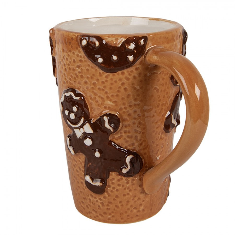 3D XL Weihnachtsbecher Keramik Ausgestochene Kekse Braun 14x10x15 cm 575 ml von Clayre & Eef (6CEMU0210)