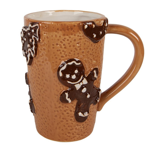 3D XL Weihnachtsbecher Keramik Ausgestochene Kekse Braun 14x10x15 cm 575 ml von Clayre & Eef (6CEMU0210)