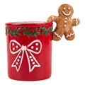 Weihnachtstasse Keramik Weihnachtsmotiv mit Lebkuchenmann-Henkel Rot 14x9x13 cm 350 ml von Clayre & Eef (6CEMU0230)