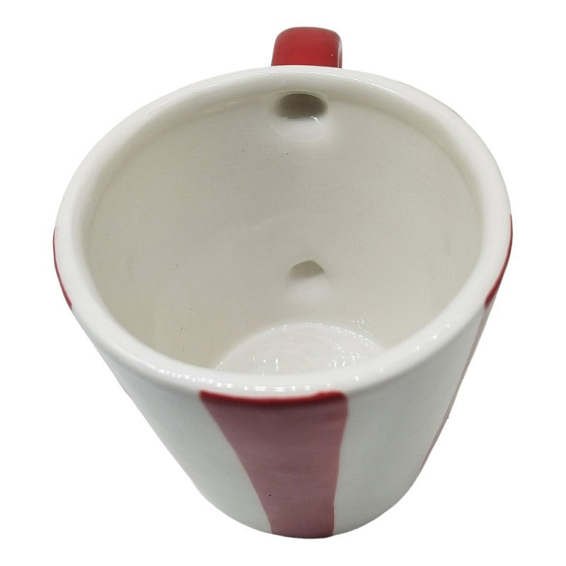 Weihnachtsbecher Keramik Winterkaffee Weiß-Rot gestreift 13x9x9 cm 250 ml von Clayre & Eef (6CEMU0235)