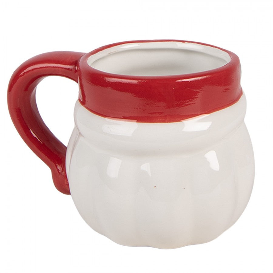 Weihnachtsbecher Keramik Winterzeit Santa Claus Weiß-Rot 12x8x8 cm 300 ml von Clayre & Eef (6CEMU0236)