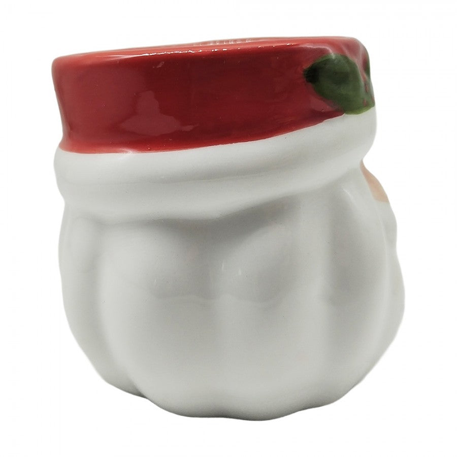Weihnachtsbecher Keramik Winterzeit Santa Claus Weiß-Rot 12x8x8 cm 300 ml von Clayre & Eef (6CEMU0236)