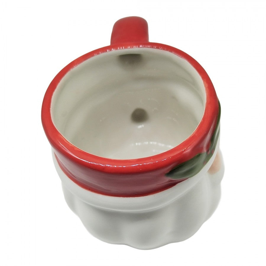 Weihnachtsbecher Keramik Winterzeit Santa Claus Weiß-Rot 12x8x8 cm 300 ml von Clayre & Eef (6CEMU0236)