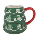 Weihnachtsbecher Keramik Tannenbaum Grün-Rot 13x10x10 cm 350 ml von Clayre & Eef (6CEMU0238)