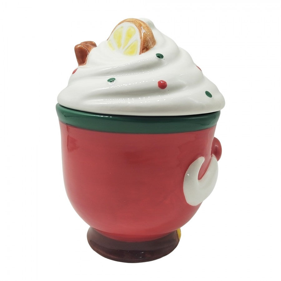 3D Weihnachtsbecher mit Deckel Keramik Nikolaus Rot 13x10x14 cm 350 ml von Clayre & Eef (6CEMU0239)
