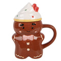3D Weihnachtsbecher mit Deckel Keramik Lebkuchenmann Braun 12x8x15 cm 250 ml von Clayre & Eef (6CEMU0240)